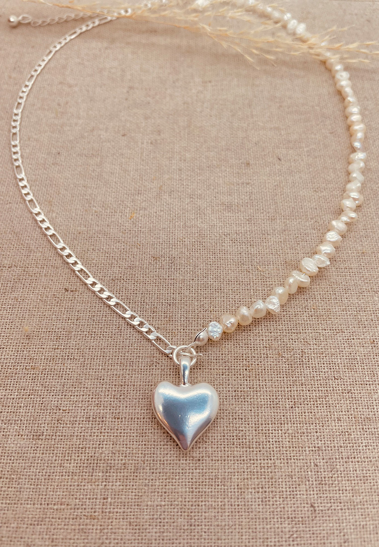 Bella Perlen Herz Halskette Silber