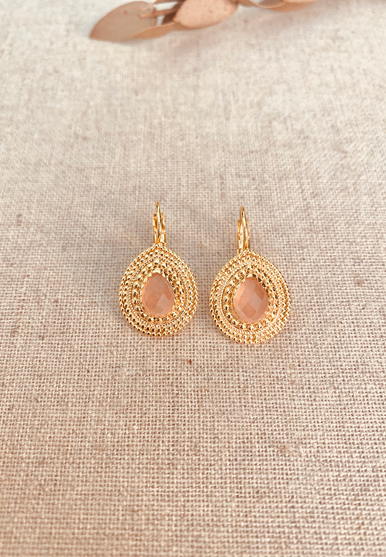 Ohrenanhänger gold mit Edelstein hellrosa